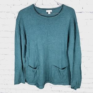 J. JILL | cotton long sleeve scoop neck knit sweater